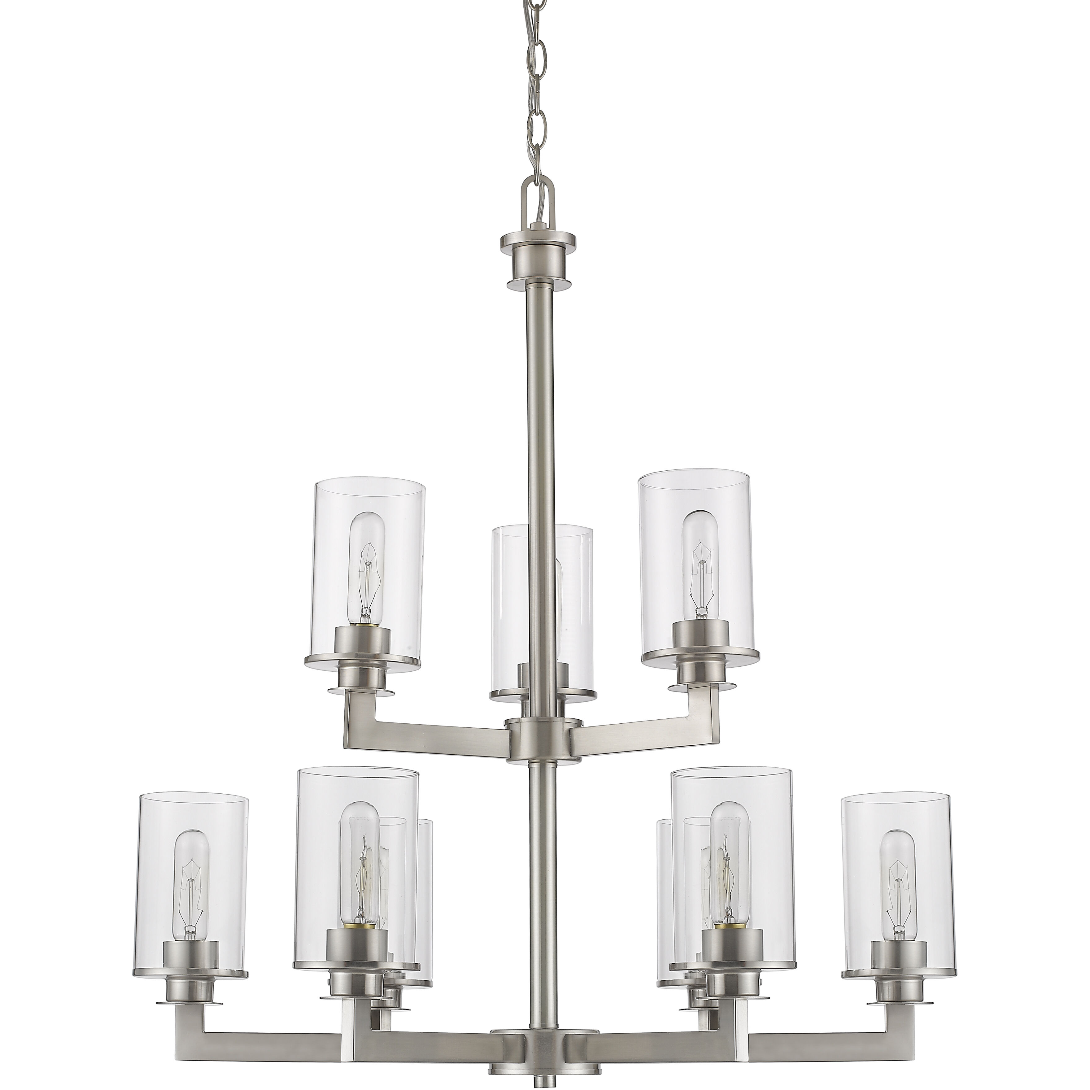 Savannah 9 Light 29 inch Brushed Nickel Chandelier Ceiling Light