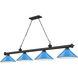 Cordon 4 Light 81.75 inch Matte Black Billiard Ceiling Light in Electric Blue Steel