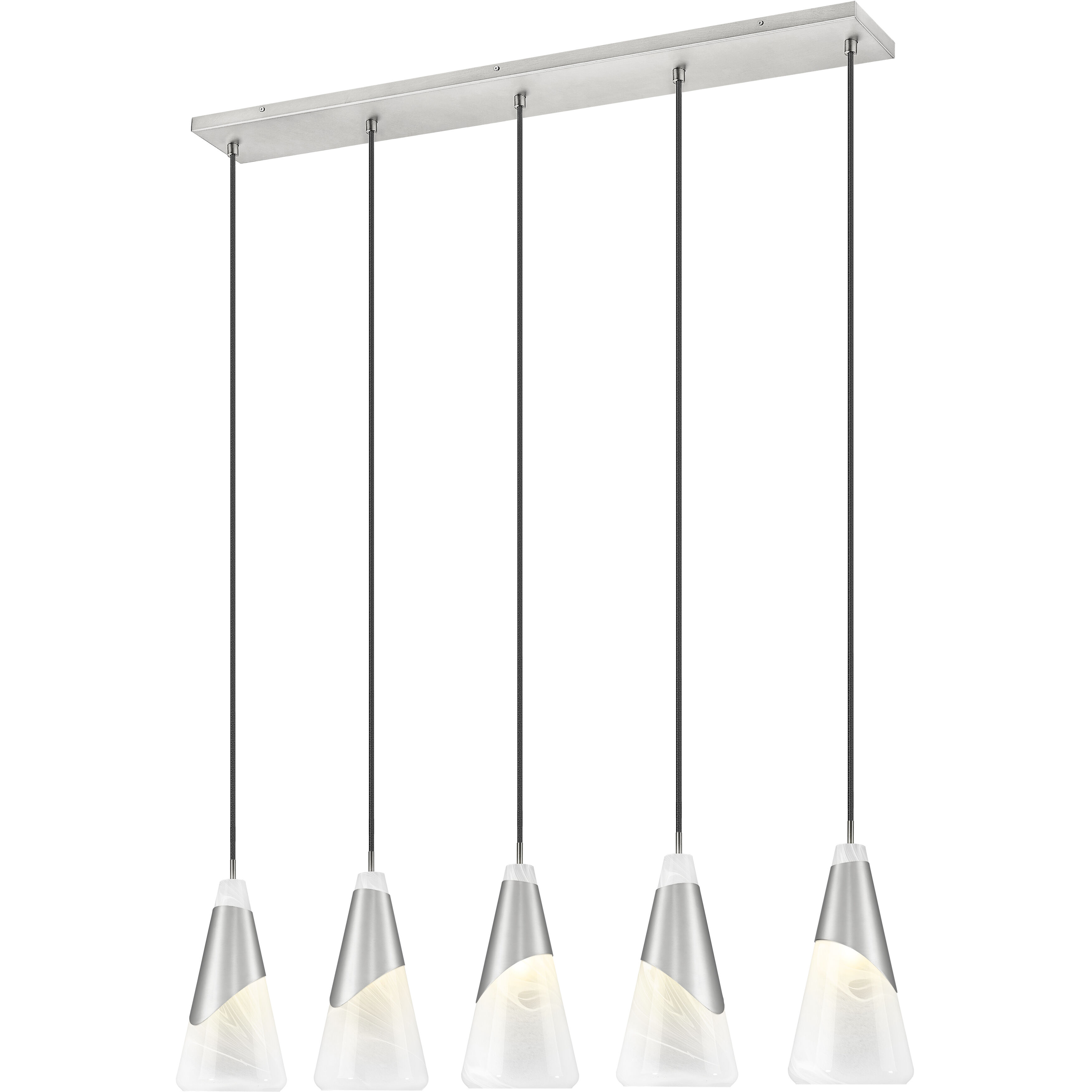Aimie Linear Chandelier Ceiling Light in Brushed Nickel