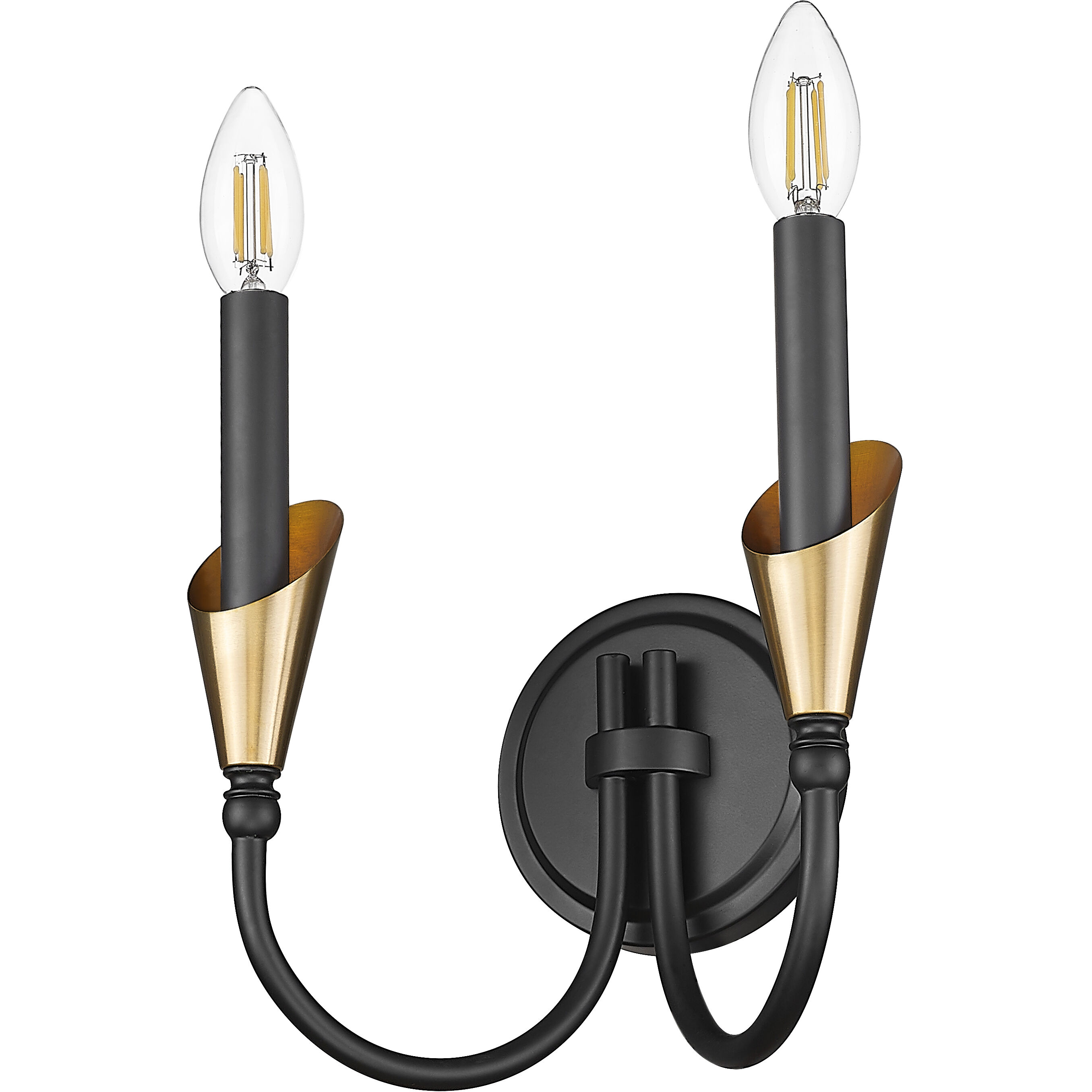 Claudelle Wall Sconce Wall Light in Matte Black and Modern Gold