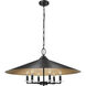 Rialto 6 Light 32 inch Matte Black Pendant Ceiling Light in Matte Black Outer,  Signature Rubbed Brass Inner