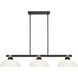 Bronte 3 Light 52.25 inch Matte Black and Rubbed Brass Billiard Light Ceiling Light in Matte Opal Glass