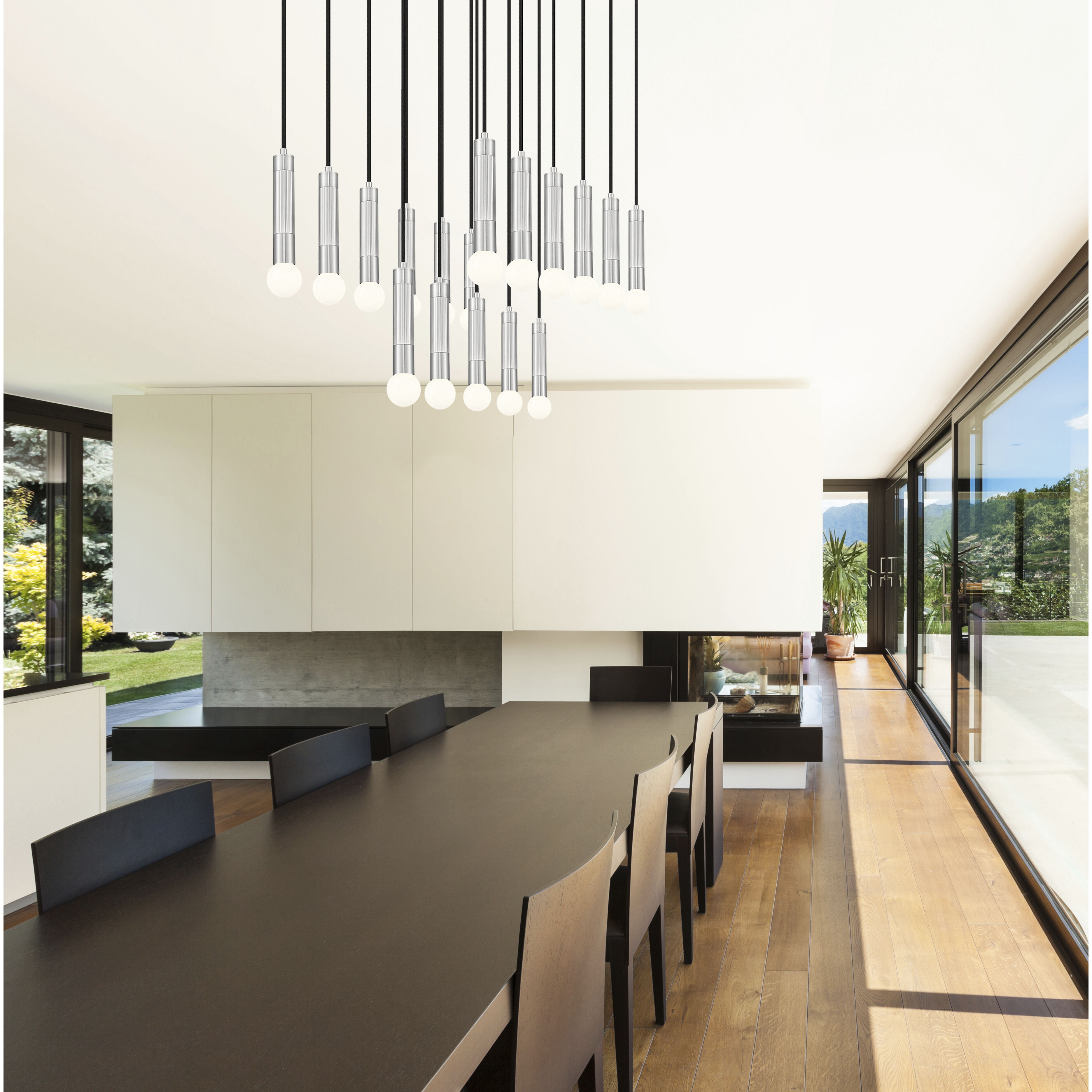 Stari Linear Chandelier Ceiling Light in Brushed Nickel