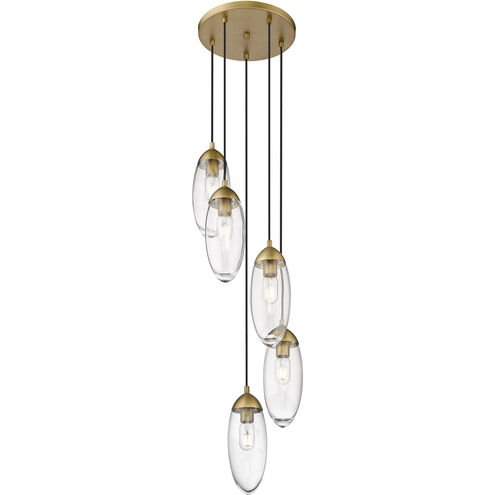 Arden 5 Light 12 inch Rubbed Brass Chandelier Ceiling Light