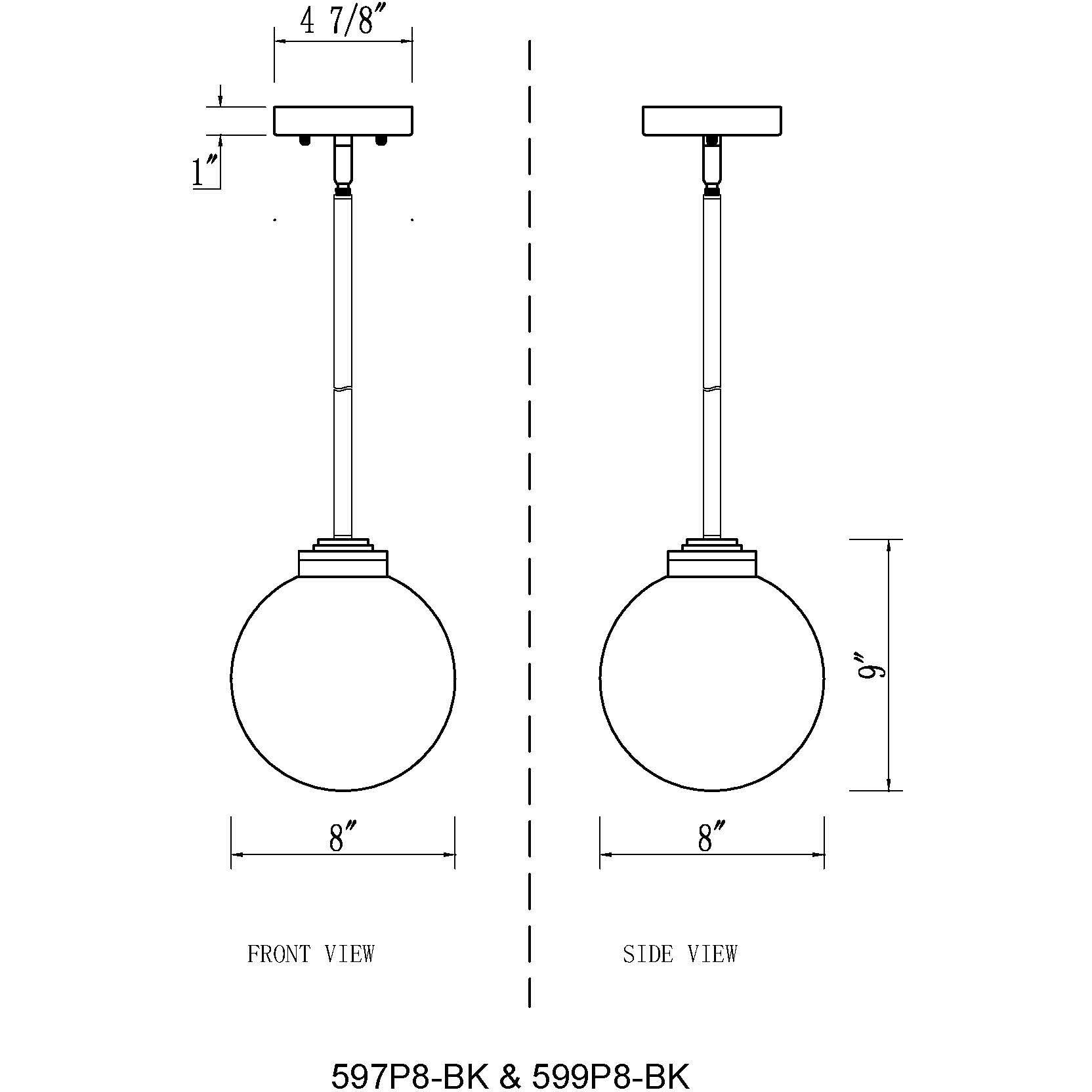 Laurent 1 Light 8 inch Black Outdoor Pendant