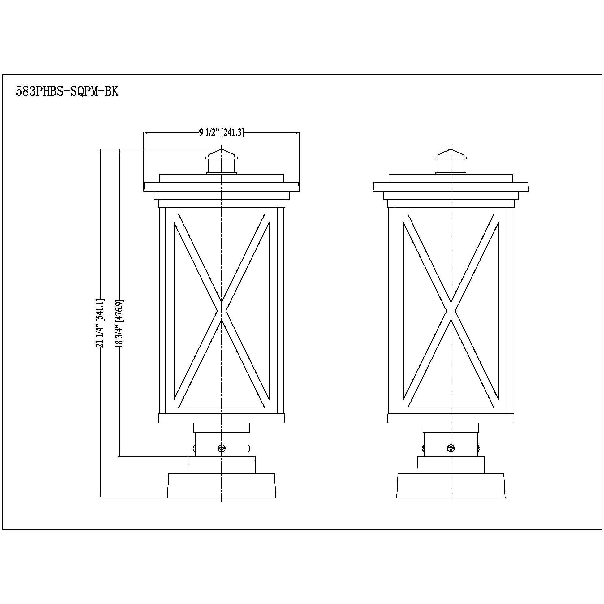 Z-Lite 583PHBS-SQPM-BK Brookside 1 Light 21.25 inch Black Outdoor