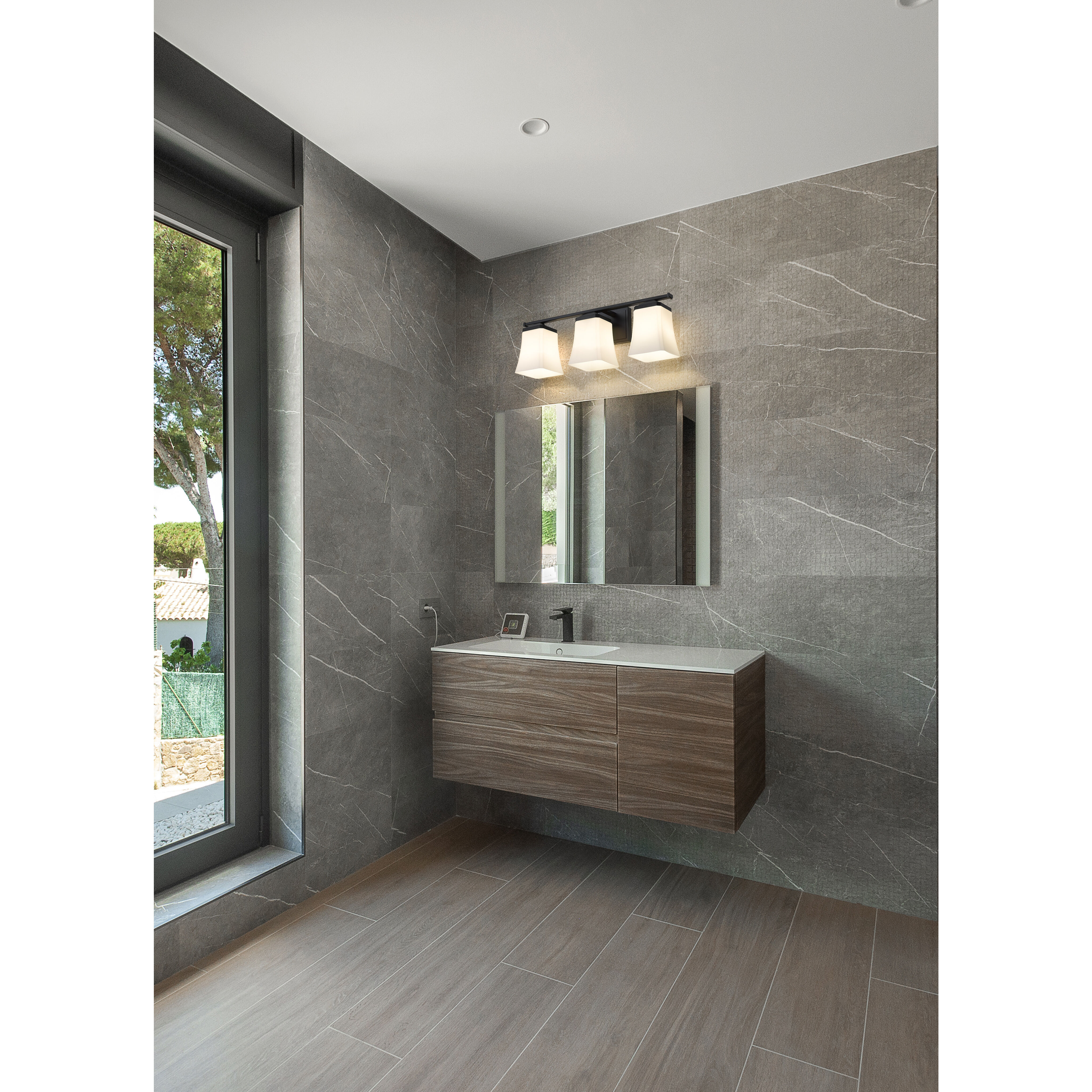 Darcy 3 Light 22 inch Matte Black Vanity Wall Light