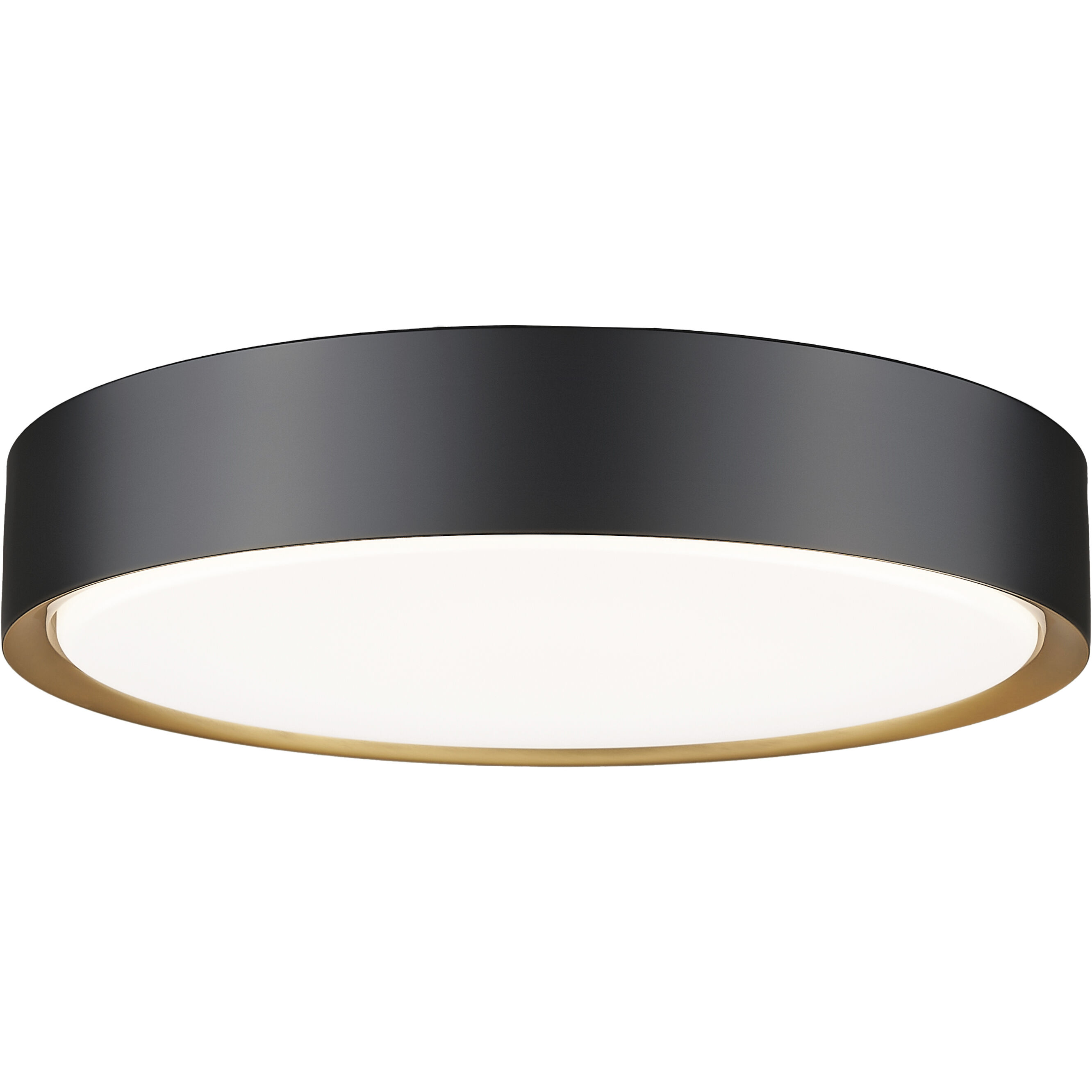 Kawan LED 16 inch Matte Black and Modern Gold Flush Mount Ceiling Light