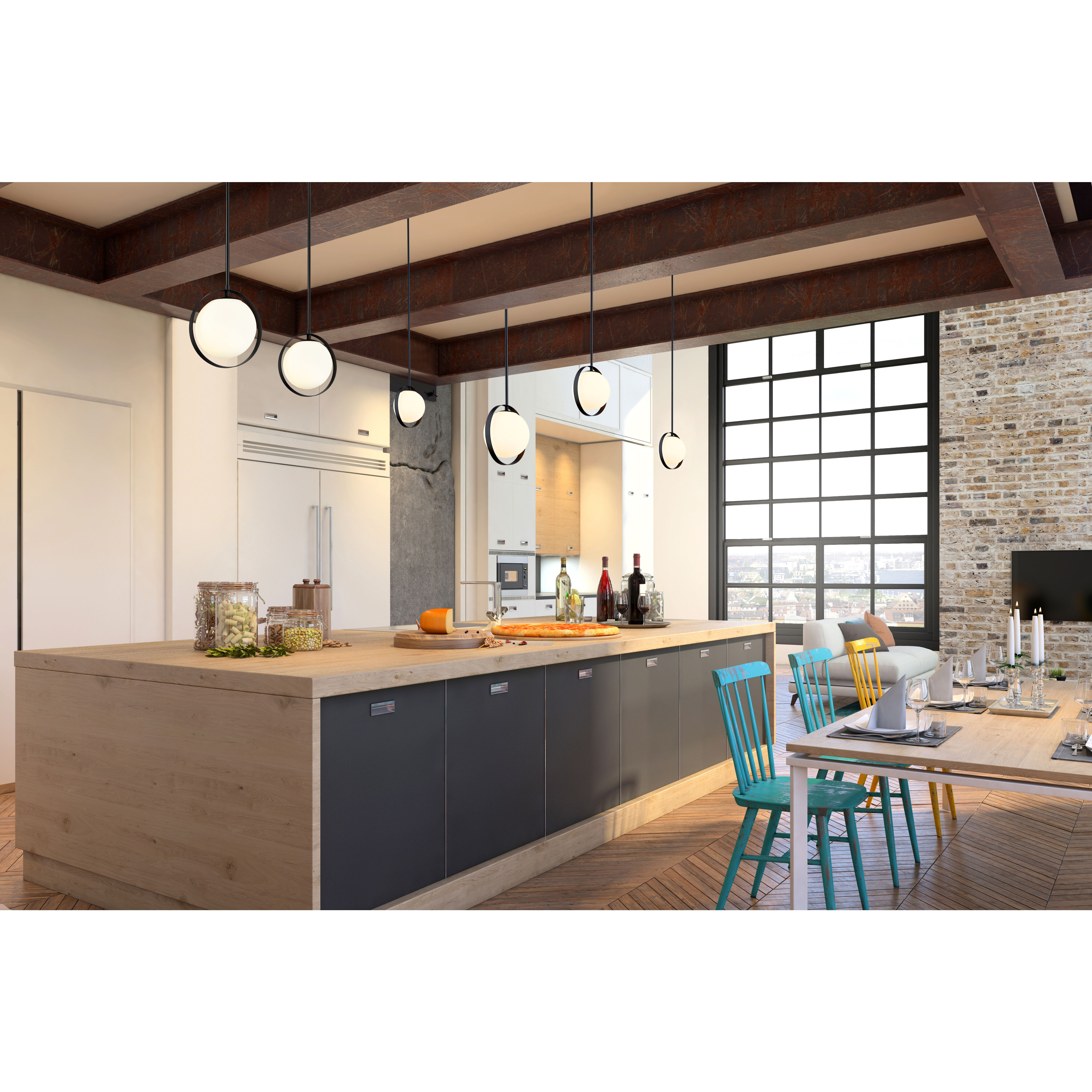 Midnetic 1 Light 8 inch Matte Black Pendant Ceiling Light