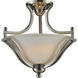 Lagoon 2 Light 15 inch Brushed Nickel Semi Flush Mount Ceiling Light