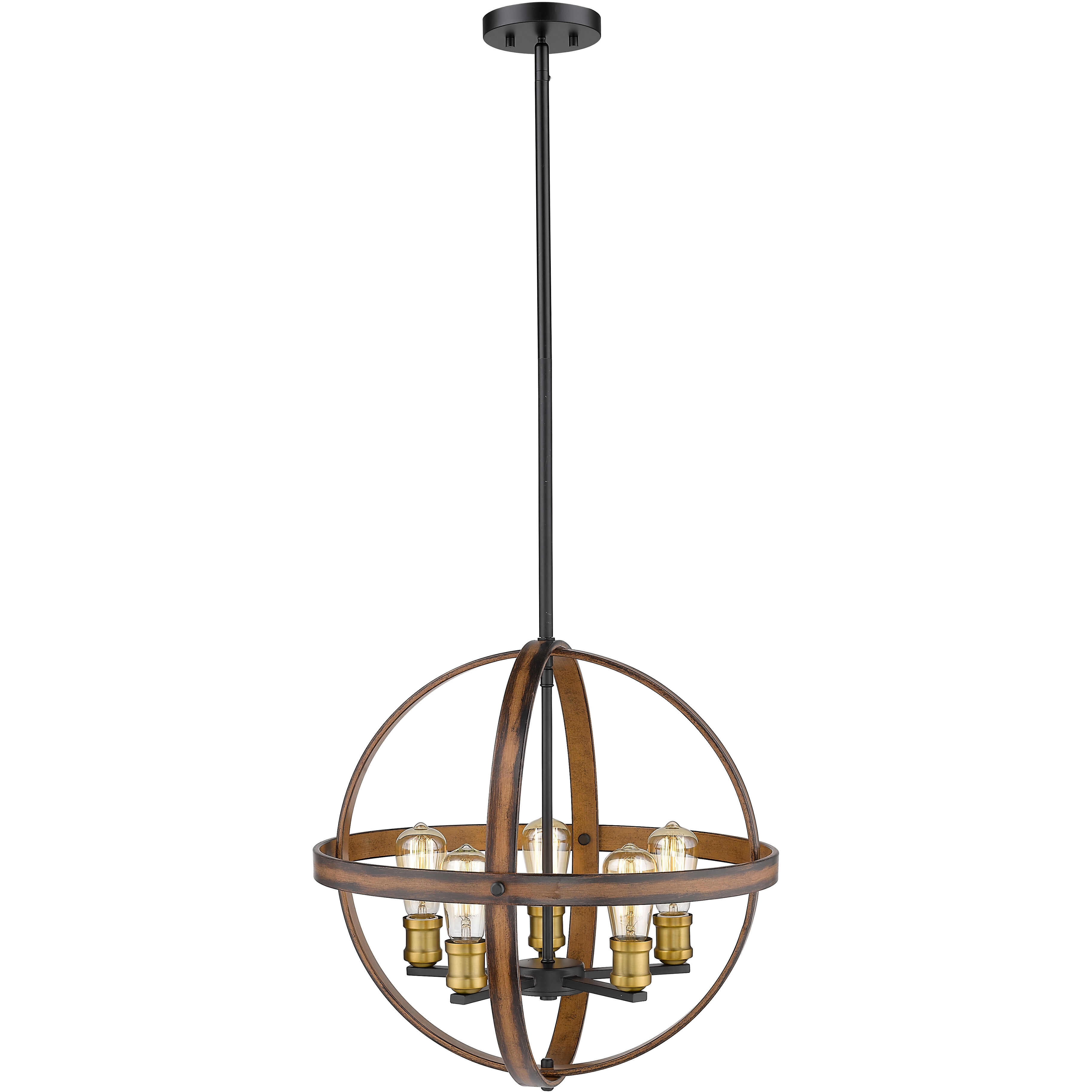 Kirkland 5 Light 20 inch Rustic Mahogany Chandelier Ceiling Light