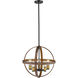 Kirkland 5 Light 20 inch Rustic Mahogany Chandelier Ceiling Light