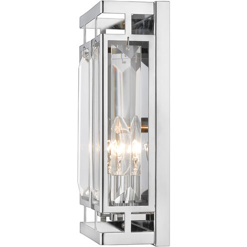 Mersesse 2 Light 3.5 inch Chrome Wall Sconce Wall Light in 2.86, Clear and Chrome