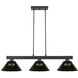 Cobalt 3 Light 46 inch Matte Black Billiard Ceiling Light in Smoke Acrylic