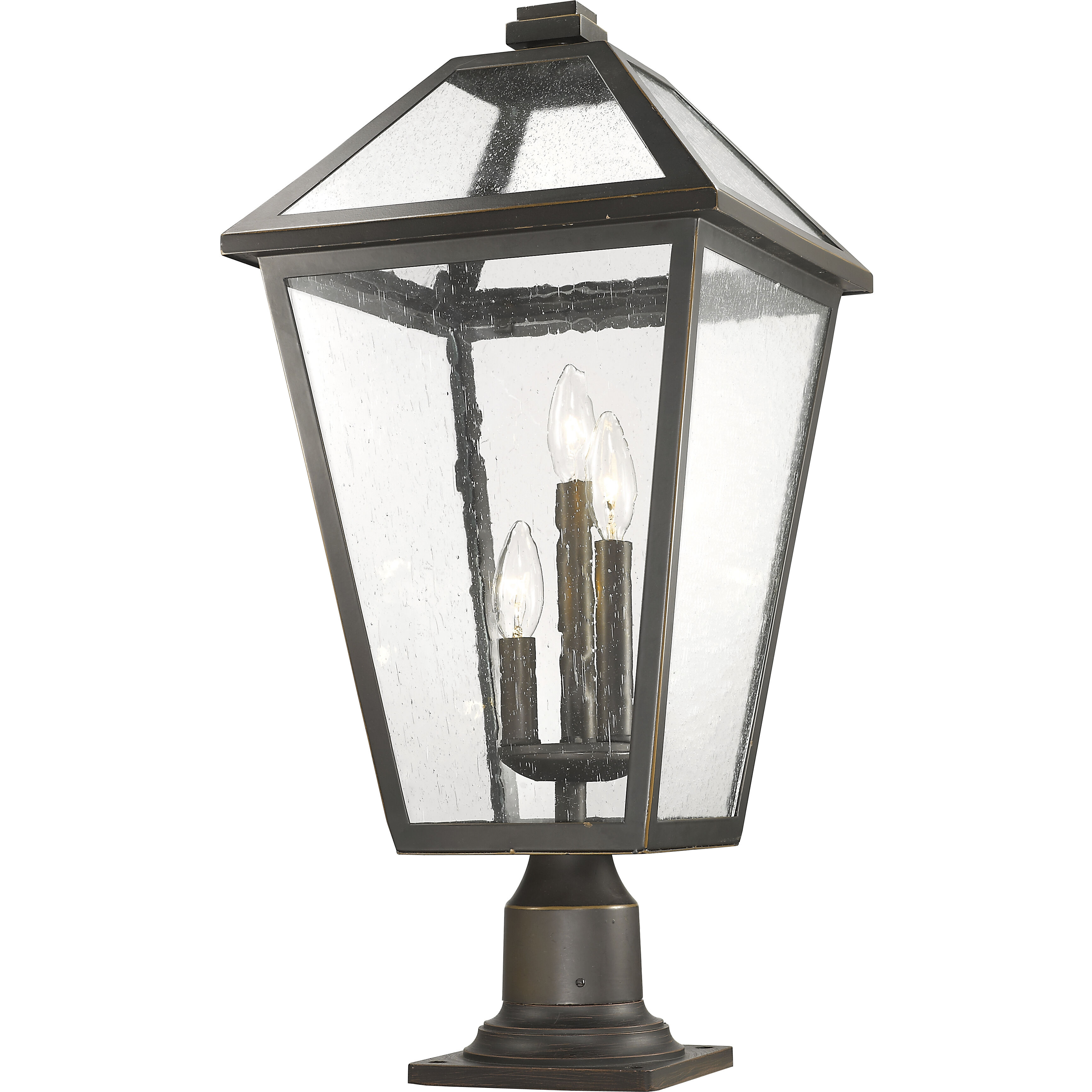 Talbot 3 Light 25.75 inch Oil Rubbed Bronze Outdoor Pier Mounted Fixture in Seedy Glass