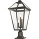 Talbot 3 Light 25.75 inch Oil Rubbed Bronze Outdoor Pier Mounted Fixture in Seedy Glass