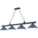 Cordon 4 Light 81.75 inch Matte Black Billiard Ceiling Light in Navy Blue Steel