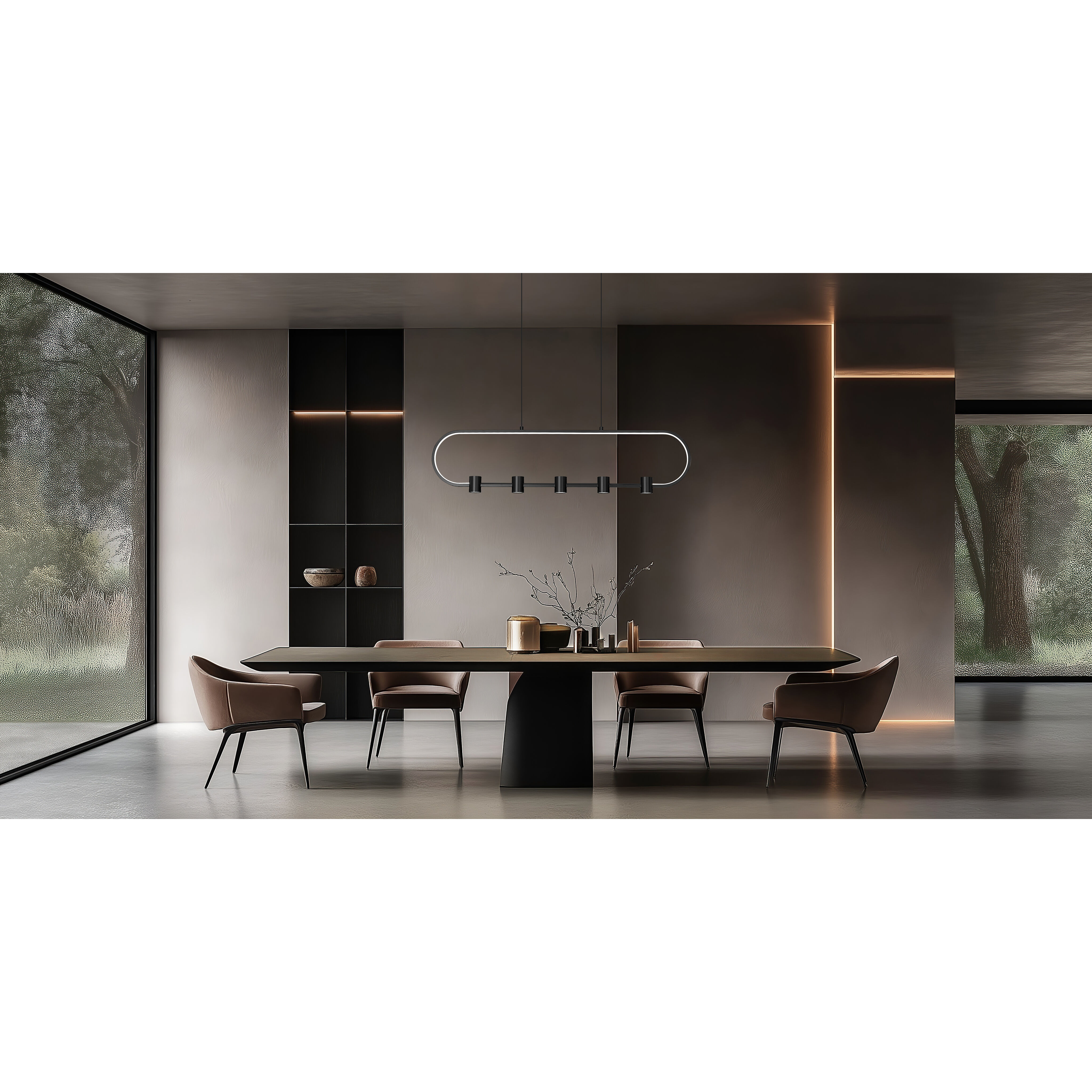 Saros LED 42 inch Matte Black Linear Chandelier Ceiling Light