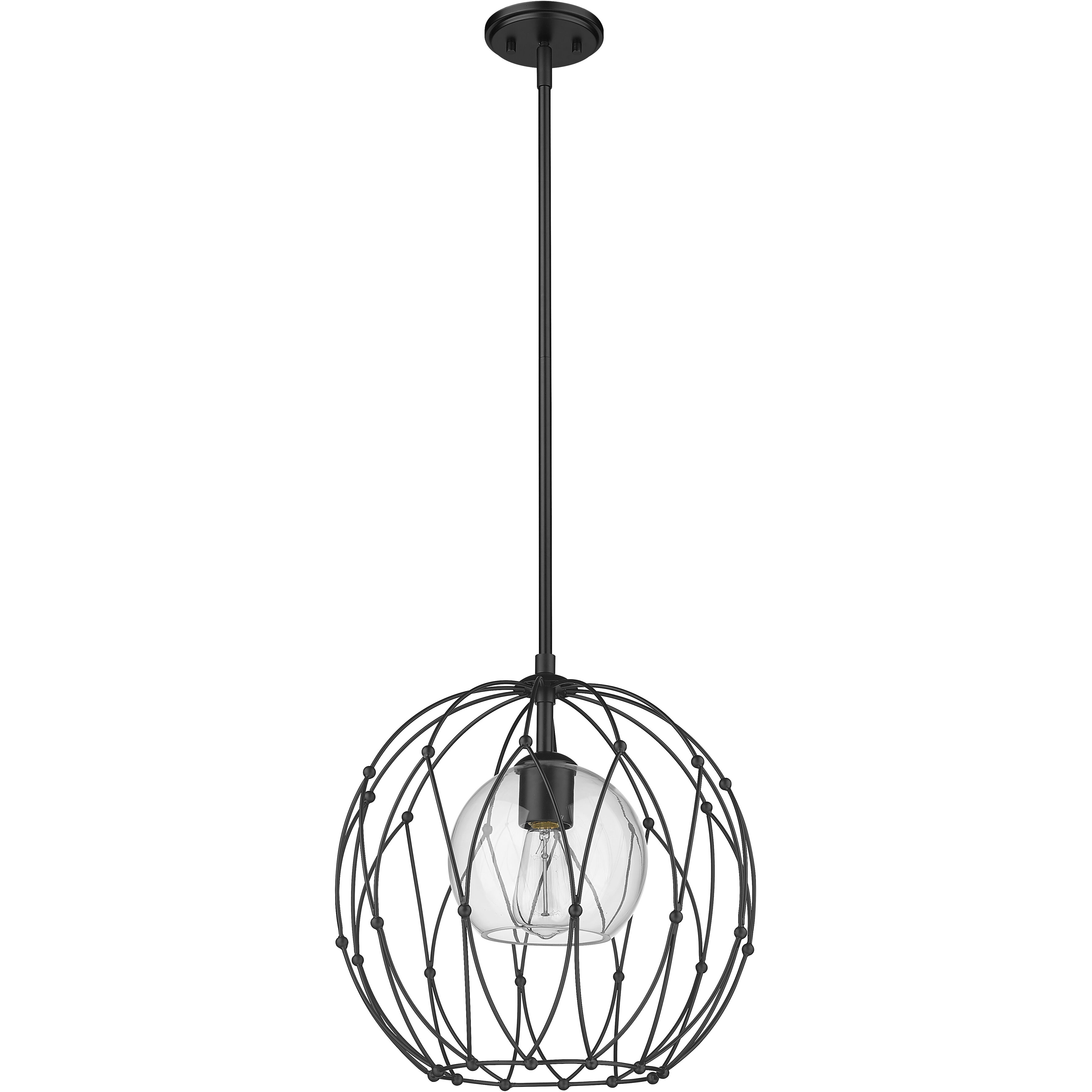 Elle 1 Light 16 inch Matte Black Pendant Ceiling Light