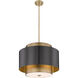 Harlech 3 Light 24.5 inch Bronze and Rubbed Brass Chandelier Ceiling Light in Bronze and Brass