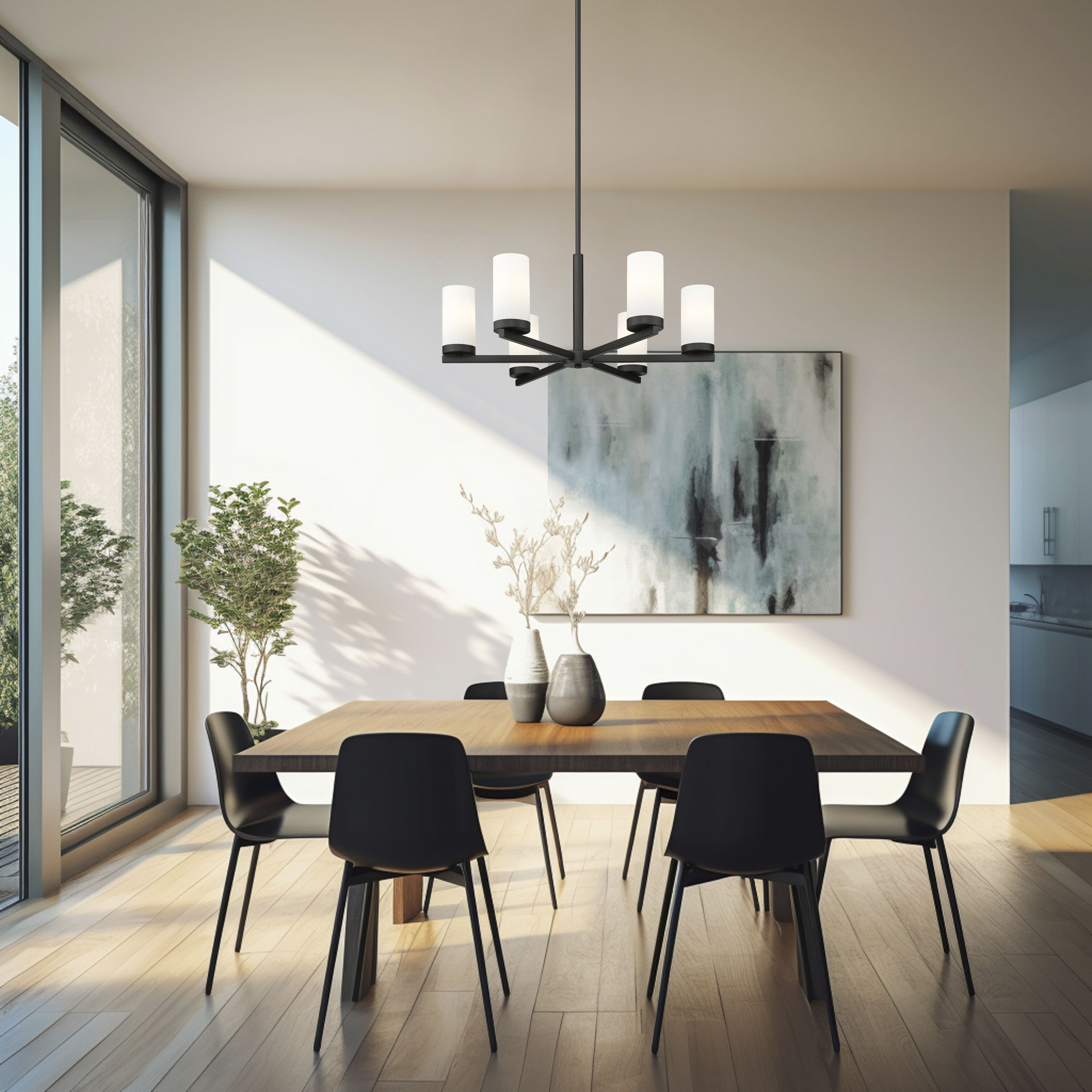 Danica 6 Light 26 inch Matte Black Chandelier Ceiling Light