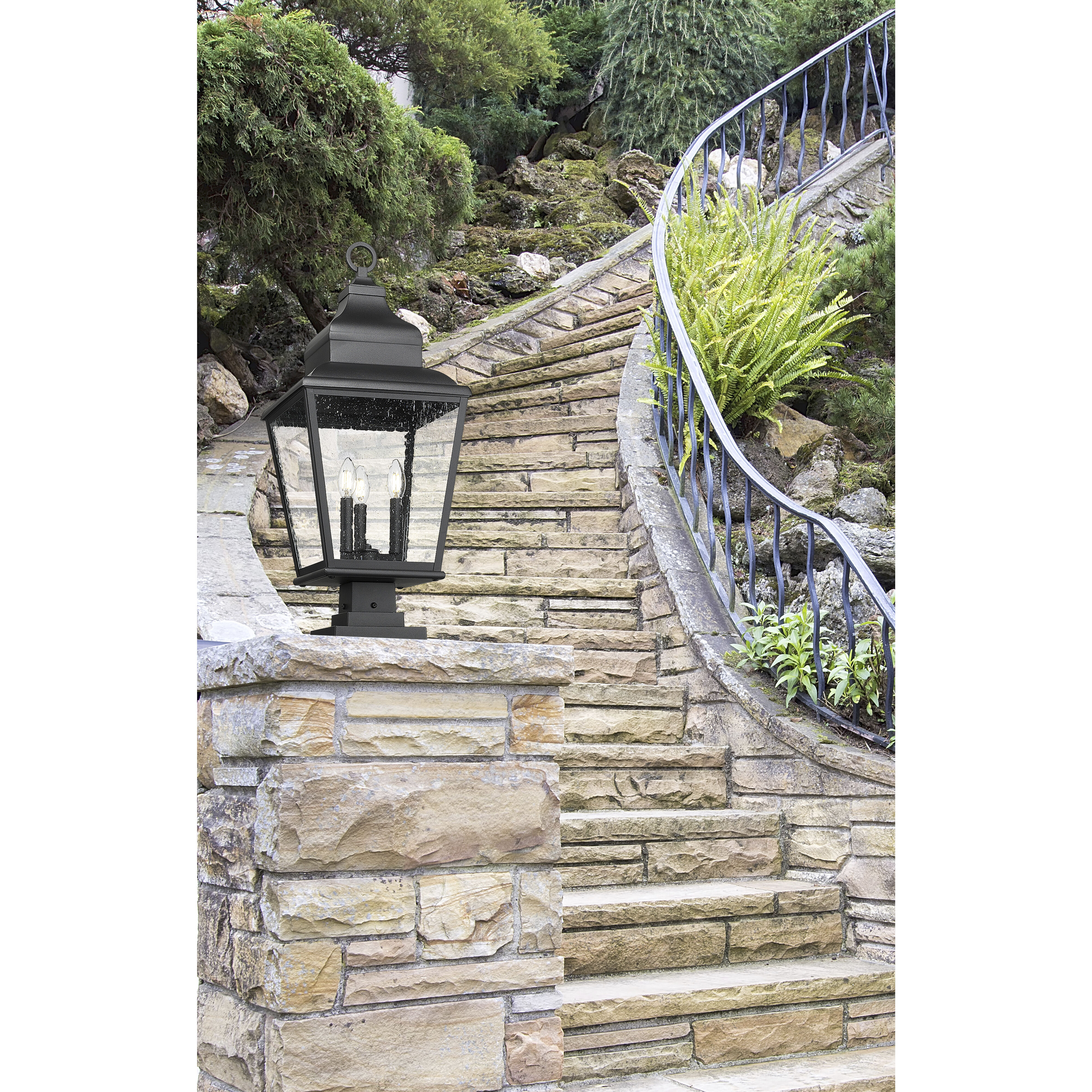 Raphael 3 Light 29.25 inch Sand Black Outdoor Pier Mounted Fixture in Soft Sand Black