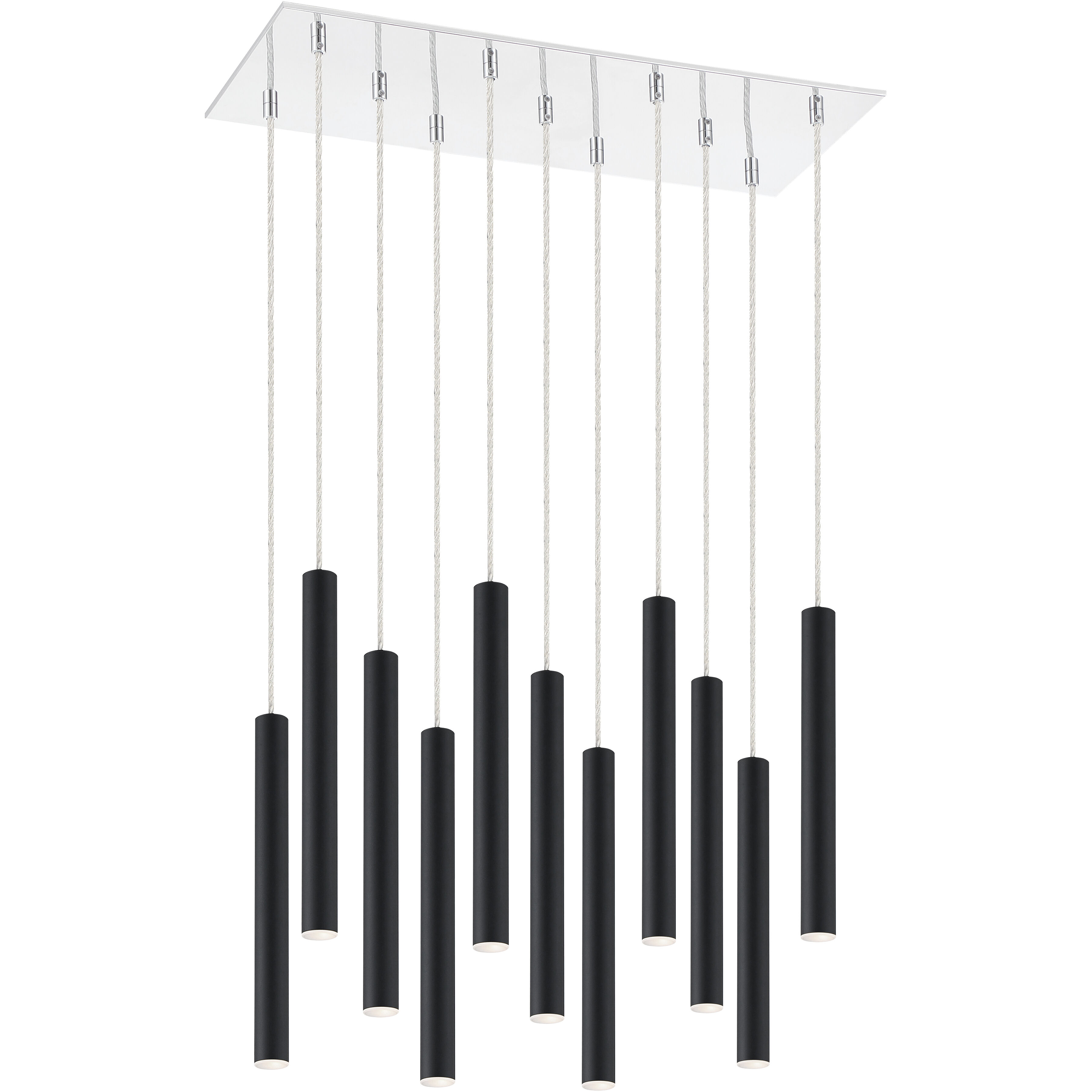 Forest LED 9.75 inch Chrome Chandelier Ceiling Light in 11, 29, Matte Black Steel