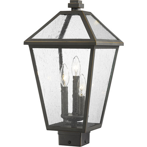 Talbot 3 Light 18.5 inch Oil Rubbed Bronze Outdoor Post Mount Fixture in Seedy Glass