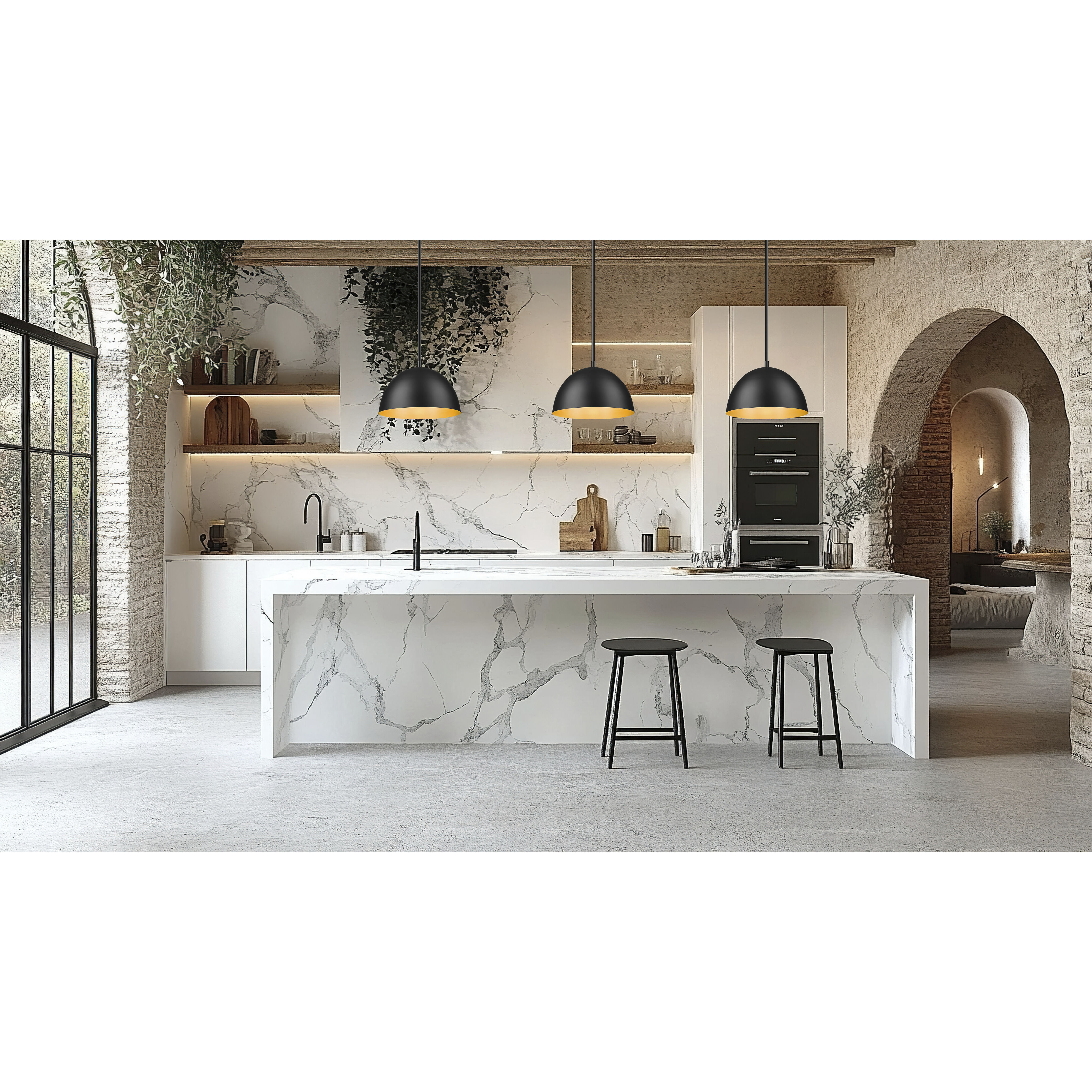 Vega 1 Light 12 inch Matte Black Pendant Ceiling Light