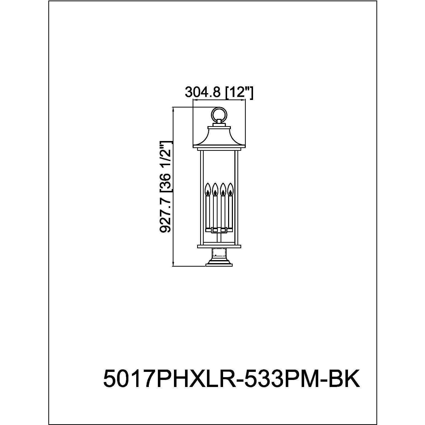 Tiberius 6 Light 36.75 inch Black Outdoor Pier Mounted Fixture in Clear Seedy Glass