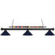 Shark 3 Light 58 inch Matte Black Billiard Ceiling Light in Navy Blue Steel