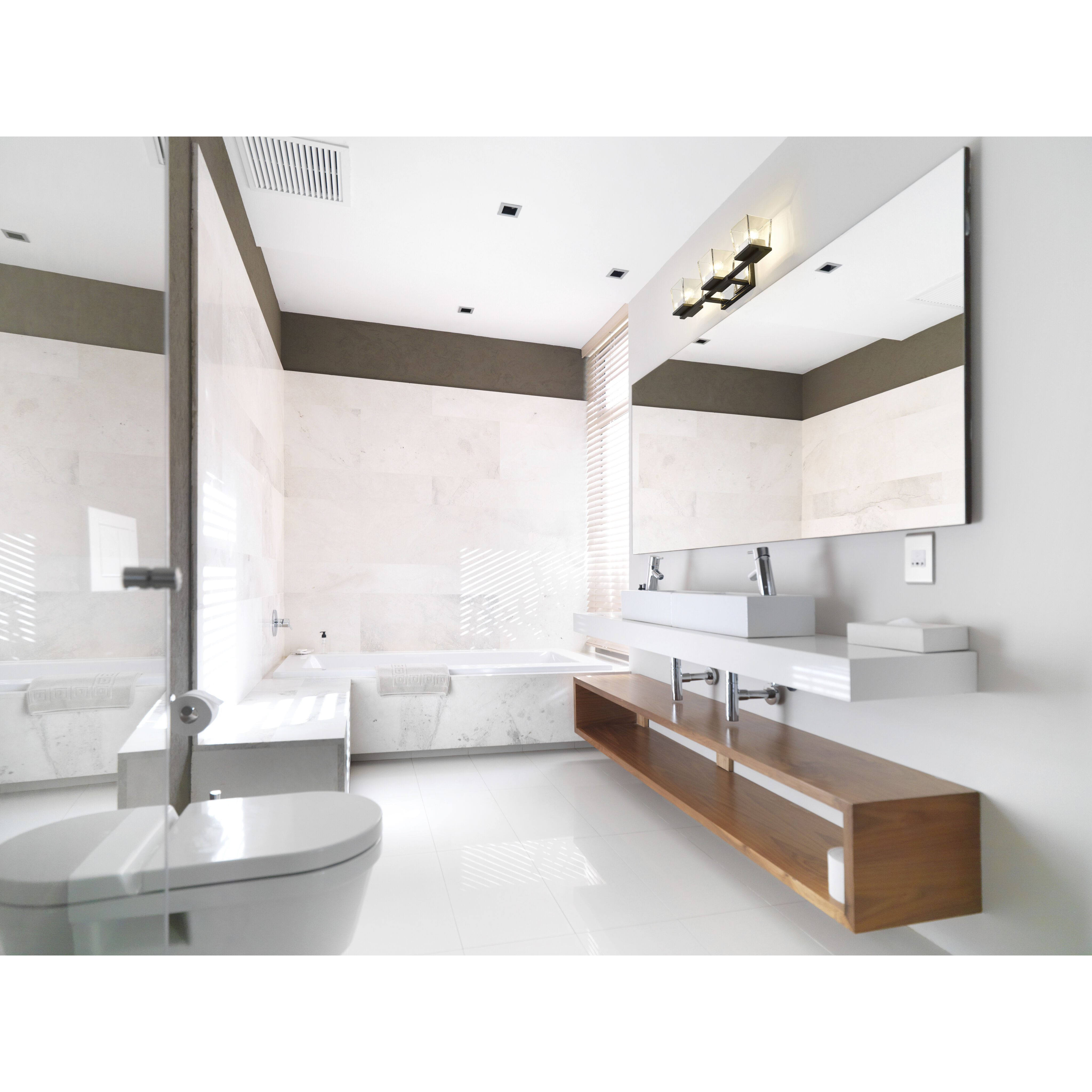 Bleeker Street 3 Light 25 inch Matte Black and Chrome Vanity Wall Light