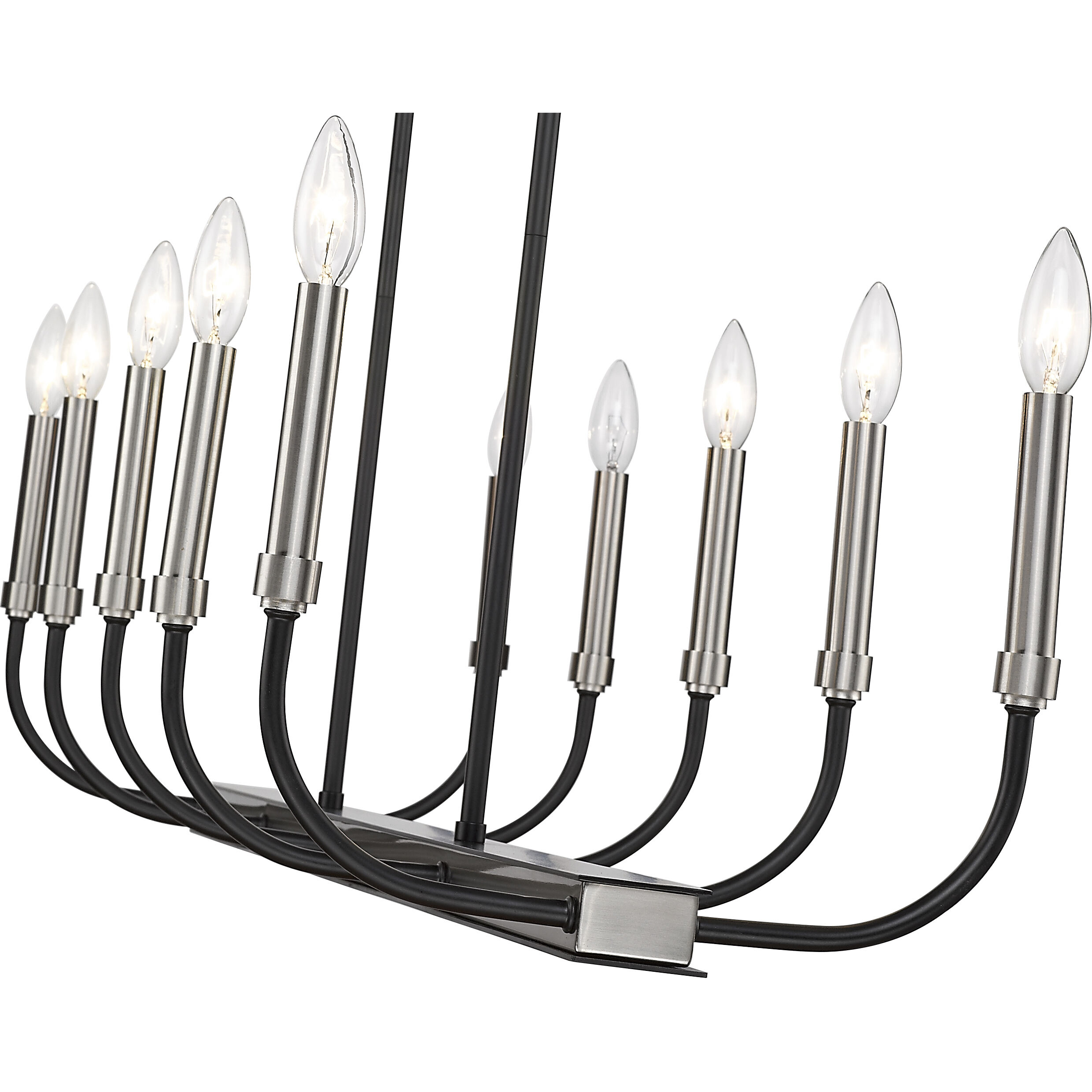 Haylie 10 Light 44 inch Matte Black and Brushed Nickel Linear Chandelier Ceiling Light