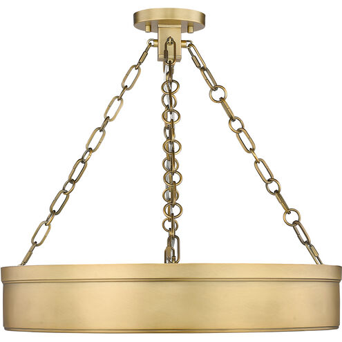 Anders LED 22 inch Rubbed Brass Semi Flush Mount Ceiling Light