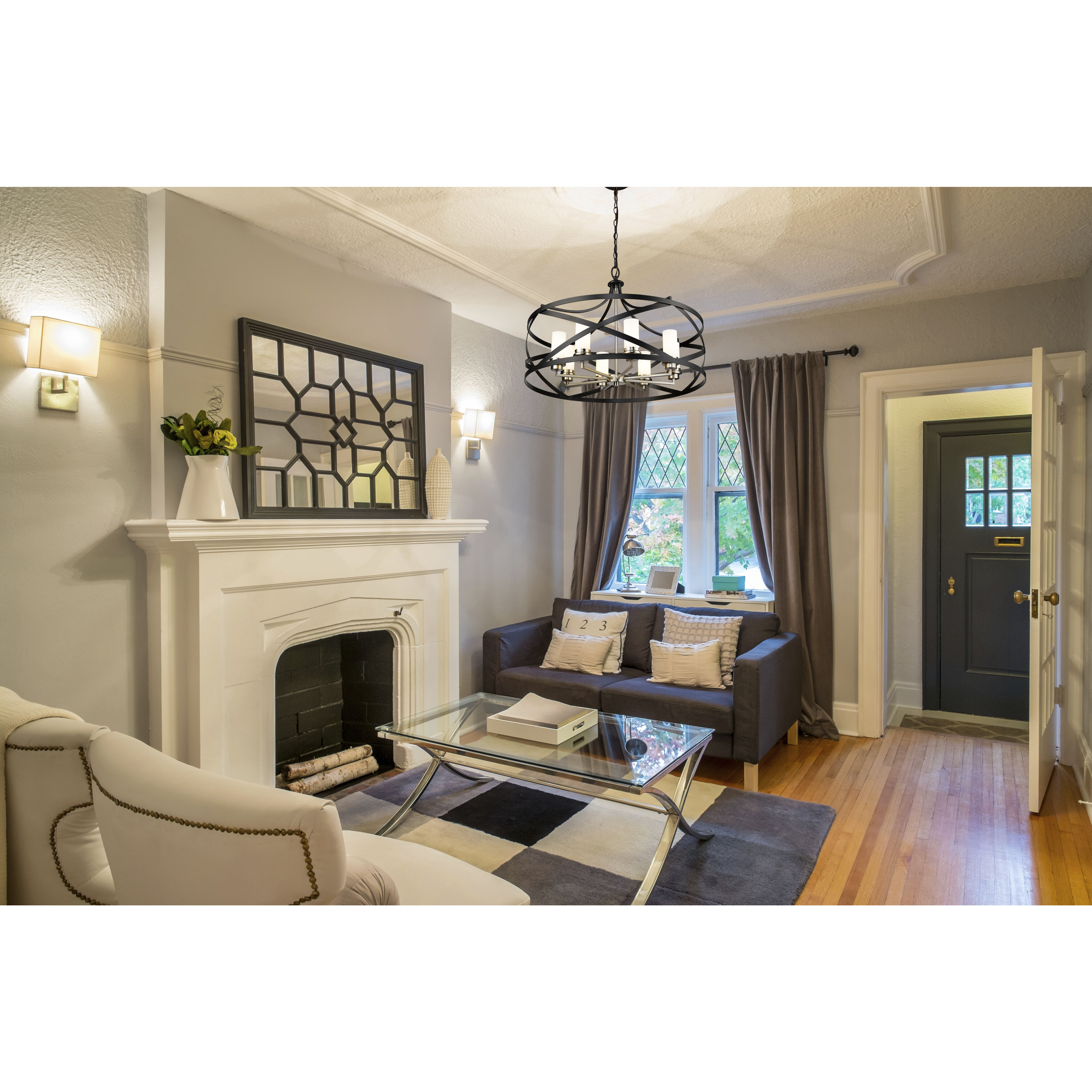 Malcalester 8 Light 30 inch Matte Black and Brushed Nickel Chandelier Ceiling Light