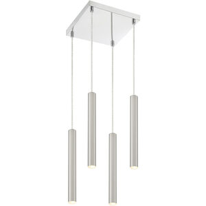 Forest LED 9.5 inch Chrome Chandelier Ceiling Light in Brushed Nickel Steel, 4, 11
