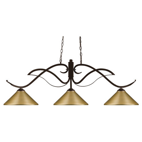 Phoenix 3 Light 52 inch Bronze Billiard Ceiling Light in 18.5, Satin Gold Steel