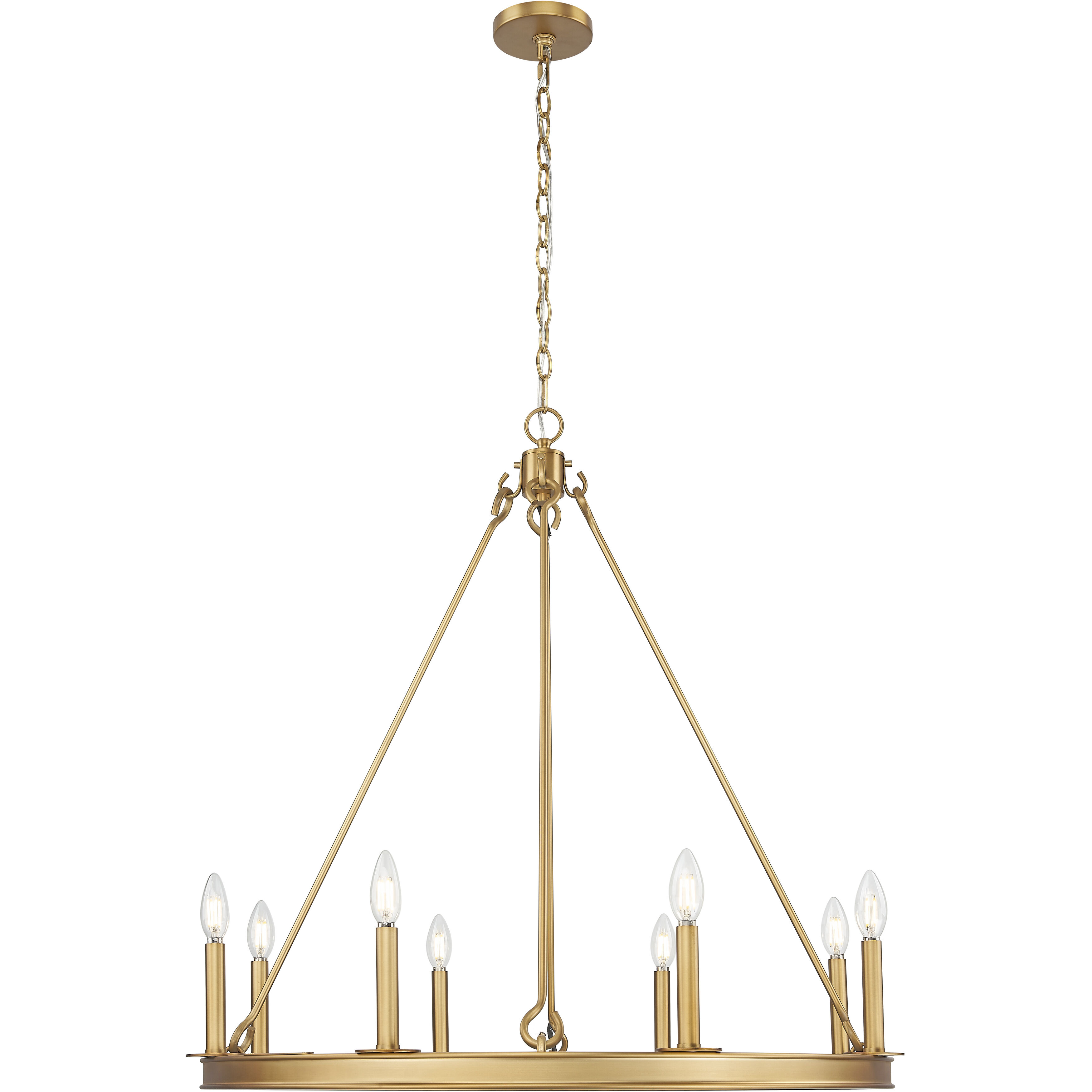 Barclay 8 Light 33 inch Rubbed Brass Chandelier Ceiling Light