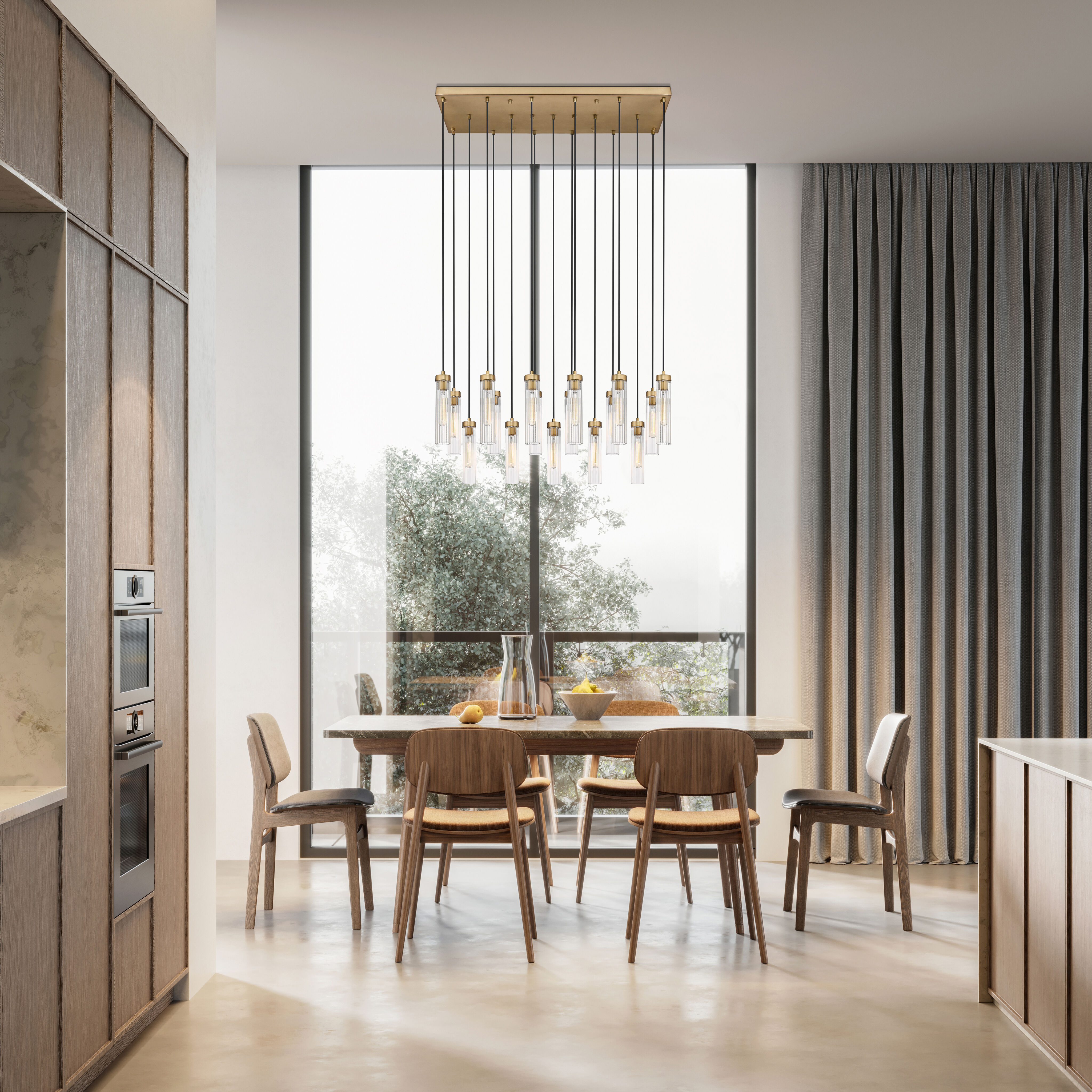 Beau 17 Light 42 inch Rubbed Brass Linear Chandelier Ceiling Light