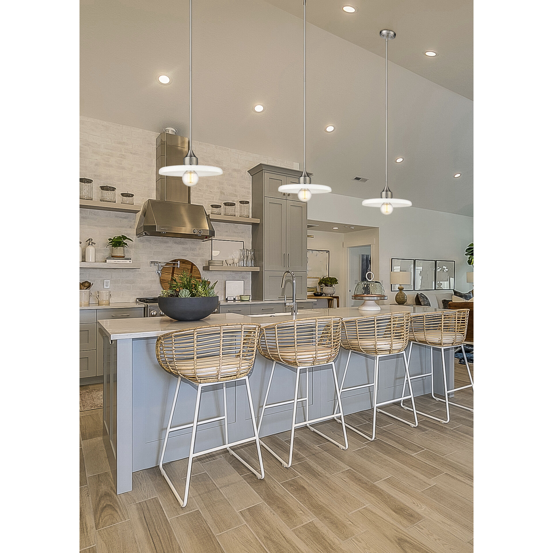 Paloma 1 Light 14 inch Brushed Nickel Pendant Ceiling Light