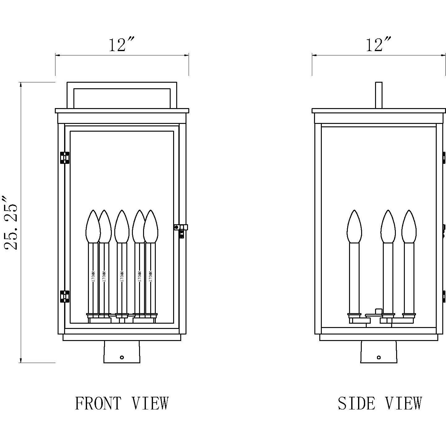 Hartwell 5 Light 25.25 inch Sand Black Outdoor Post Mount Fixture