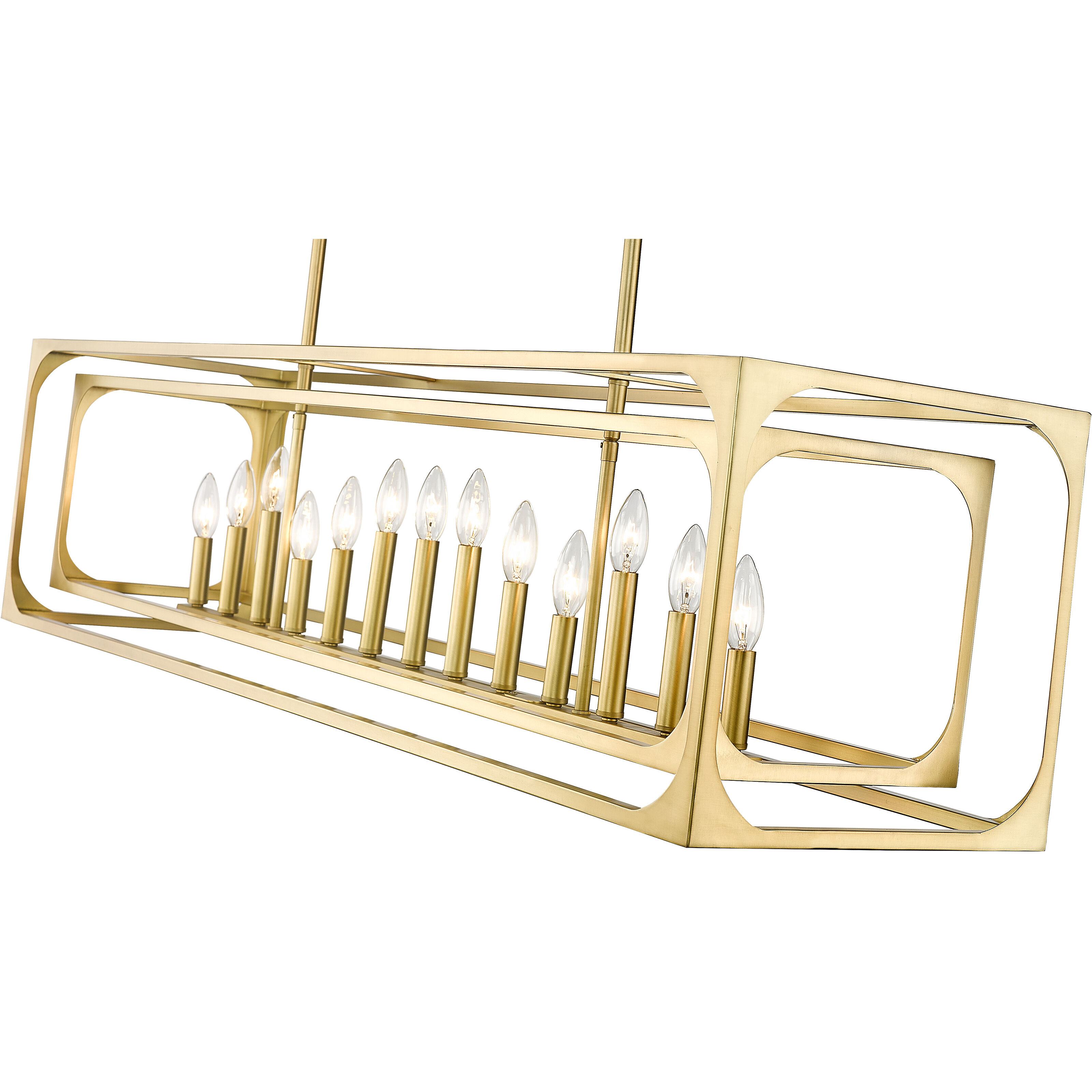 Easton 13 Light 54 inch Rubbed Brass Linear Chandelier Ceiling Light