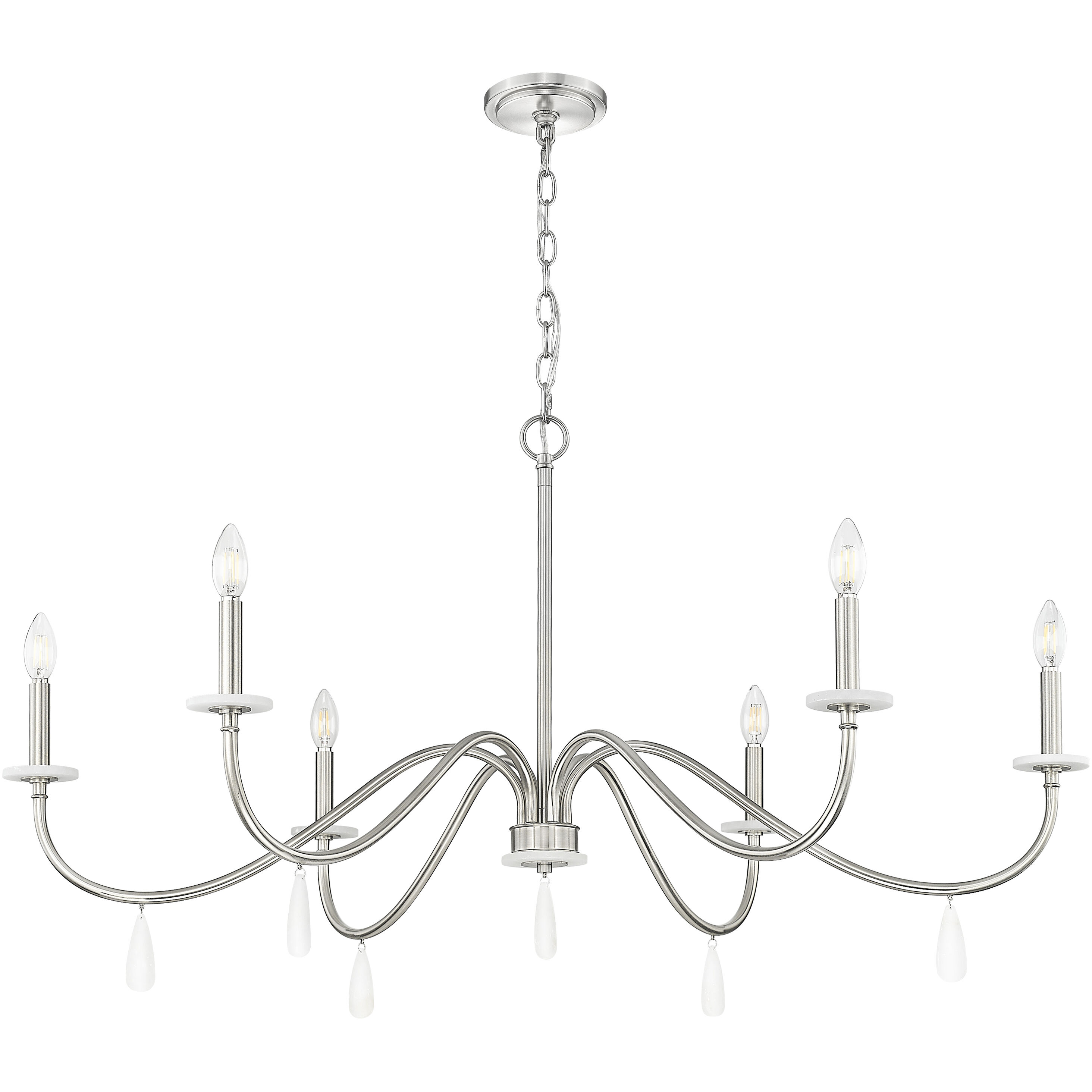 Toussant 6 Light 45 inch Brushed Nickel Chandelier Ceiling Light