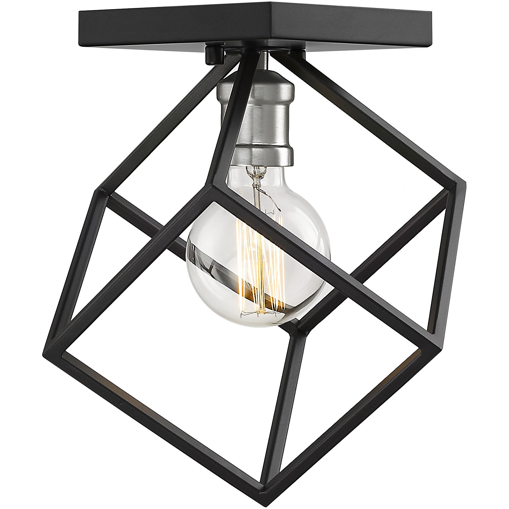 Vertical 1 Light 10 inch Matte Black and Brushed Nickel Flush Mount Ceiling Light