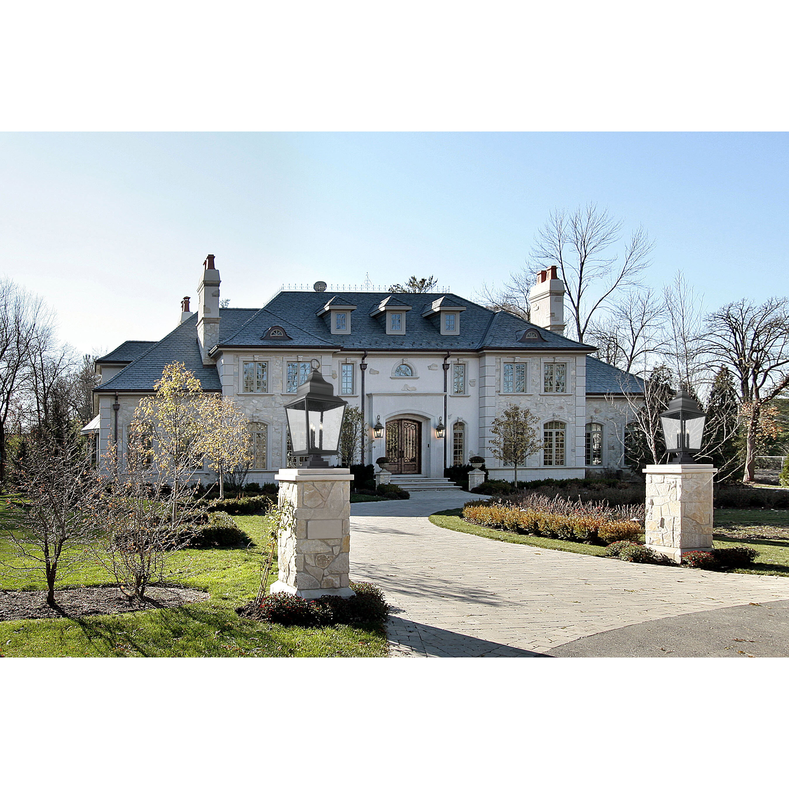 Raphael 5 Light 42.75 inch Sand Black Outdoor Pier Mounted Fixture in Soft Sand Black