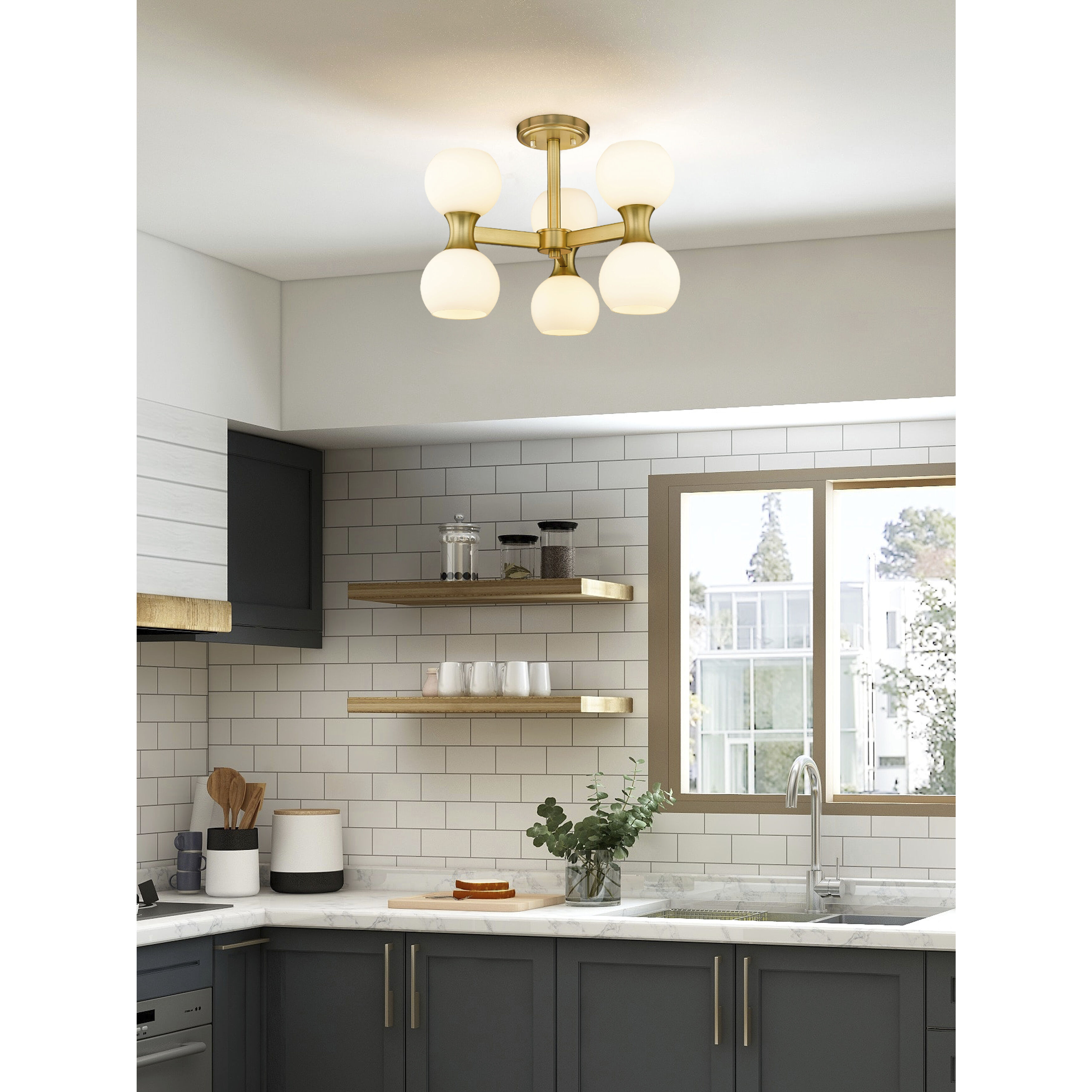 Z-Lite 494-6SF-MGLD Artemis 6 Light 18 inch Modern Gold Semi