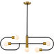 Neutra 5 Light 44 inch Matte Black/Foundry Brass Linear Chandelier Ceiling Light