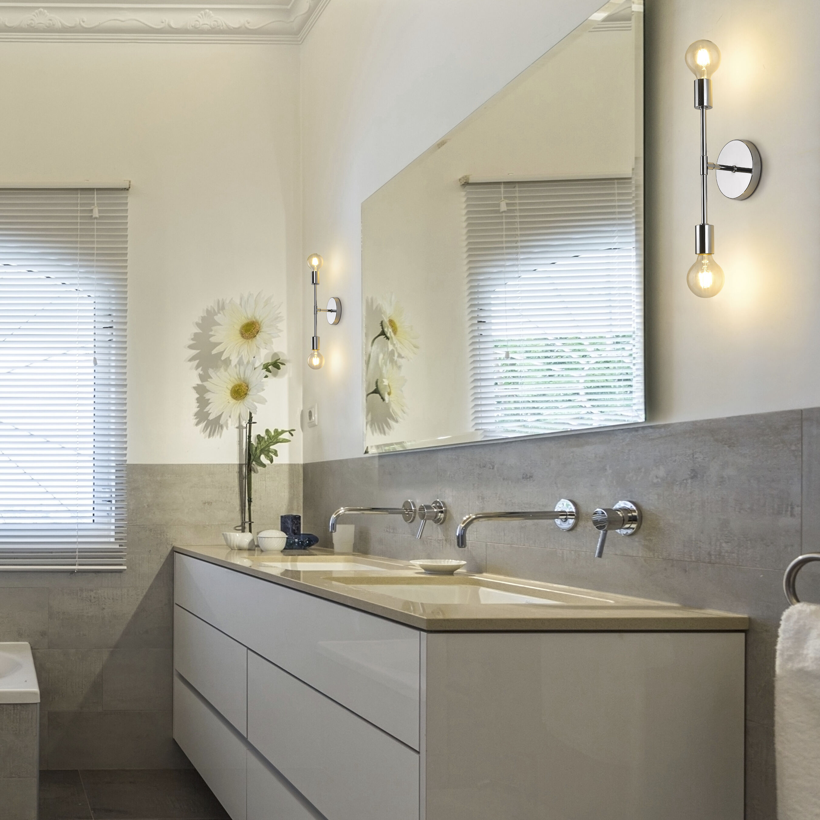 Modernist 2 Light 5 inch Chrome Wall Sconce Wall Light