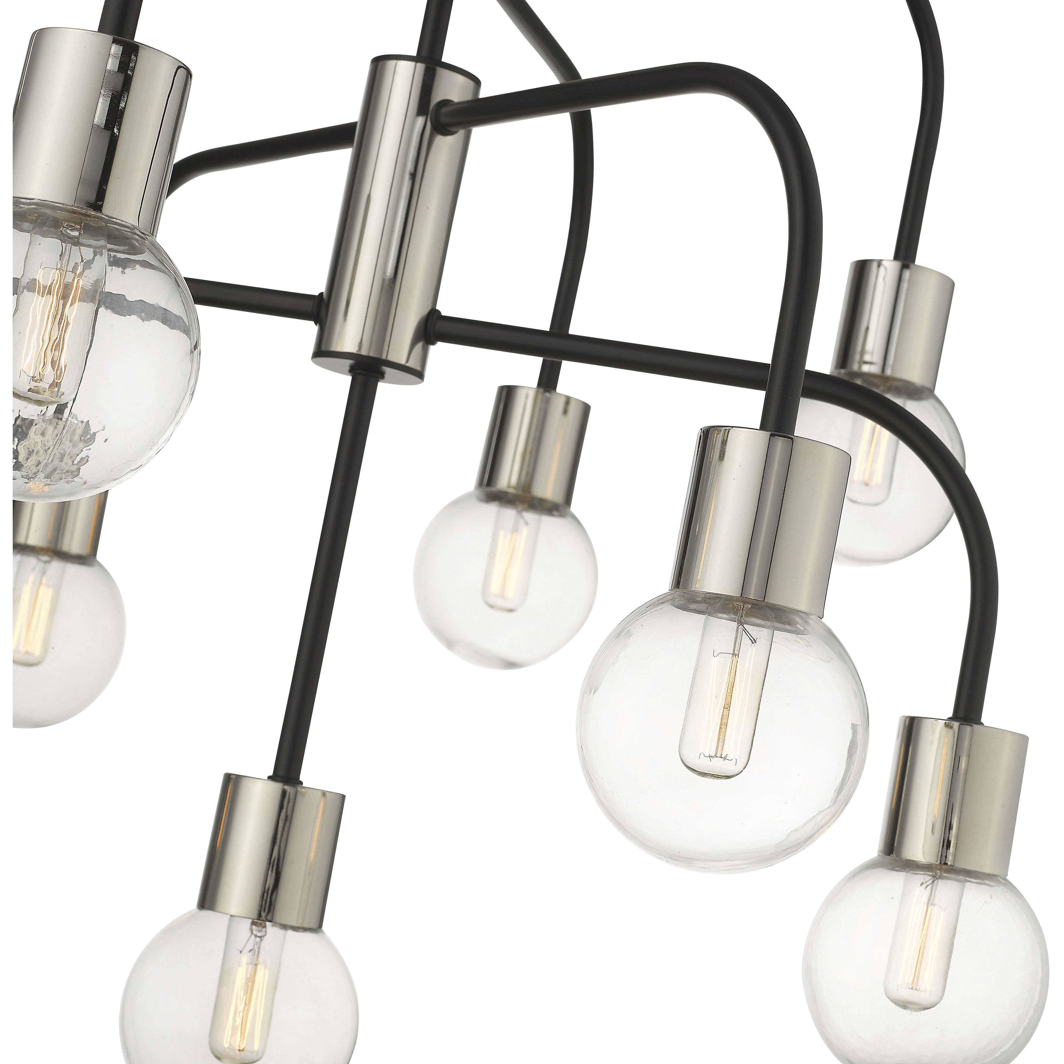 Neutra 9 Light 26.5 inch Matte Black and Polished Nickel Chandelier Ceiling Light