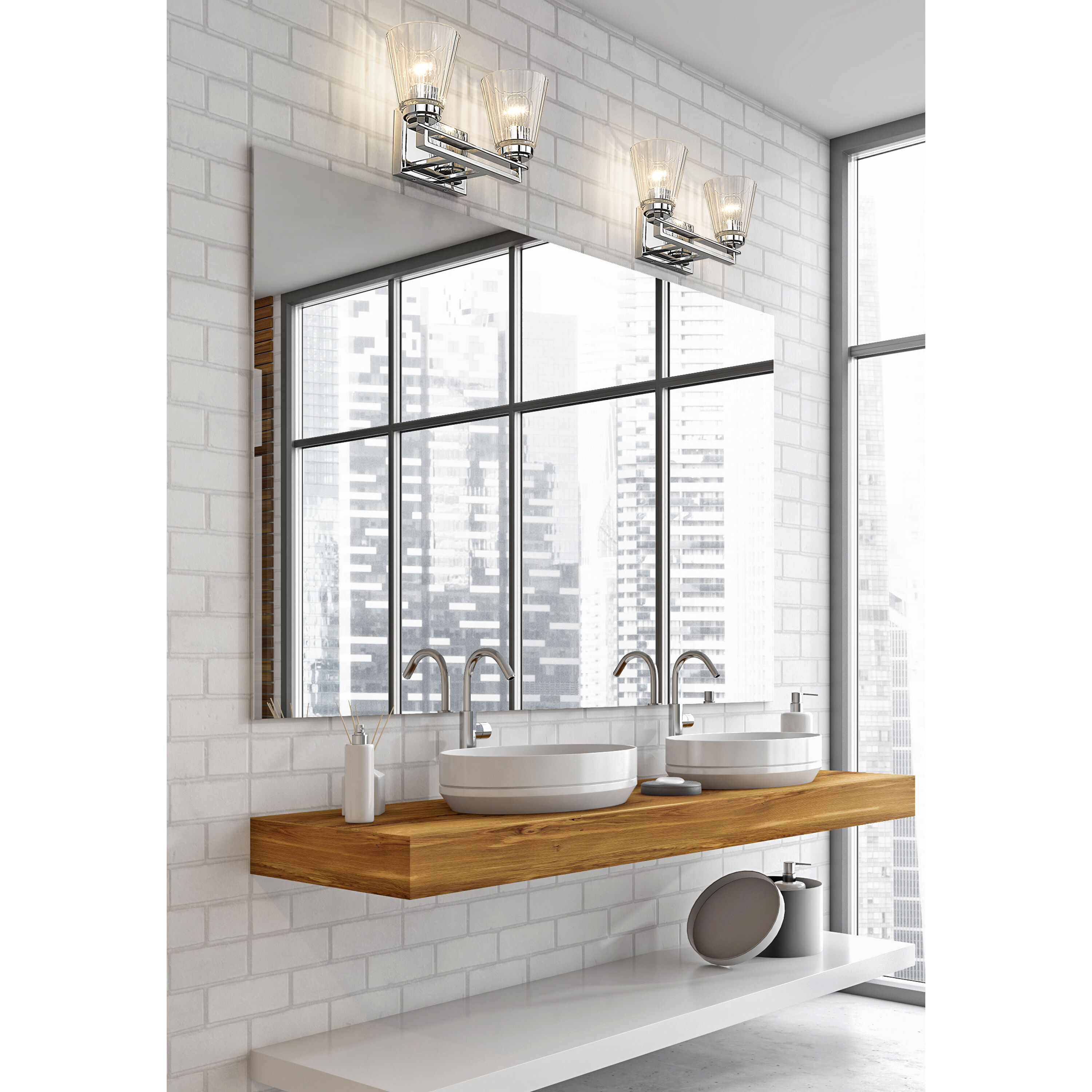 Lyna 2 Light 16 inch Chrome Vanity Wall Light